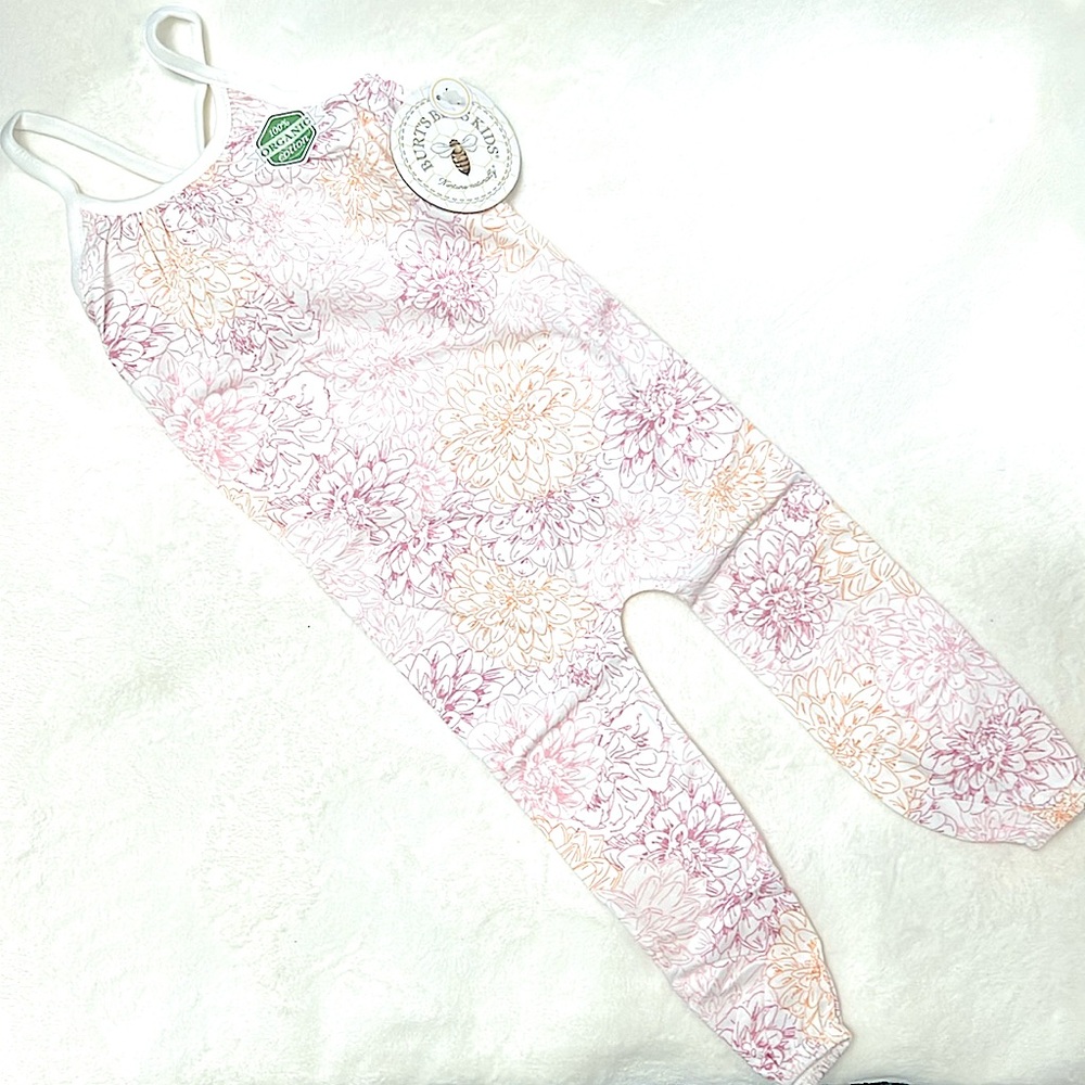 NWT Burt’s Bees 100% Organic Cotton Orange, White, Pink Flower jumper.